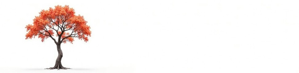 Dried autumn tree against a stark white backdrop,, autumn