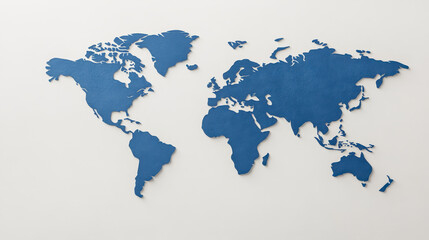 Obraz premium Stylish blue world map silhouette on light background, perfect for decor