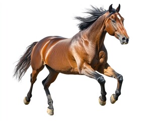 Naklejka premium brown running horse isolated on white background