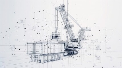 Collection of Automated 3D element of freight cargo, train, truck, air cargo, crane, container, shipping in logistic management concept, movement and warehouse logistics network, banner and background