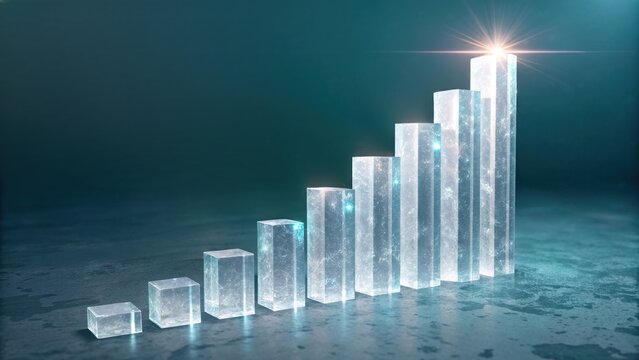A clear graphical representation of ascending bars symbolizes growth and progress, with the tallest bar shining at the top.