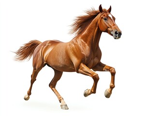 Obraz premium brown running horse isolated on white background