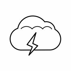 illustration of an icon of cloudy clouds accompanied by lightning, on the white background