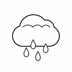 Icon illustration of cloudy clouds accompanied by rain, on the white background