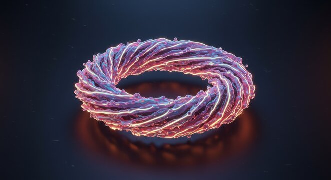 Neon Glowing Liquid Tendrils Forming a Surreal Floating Ring