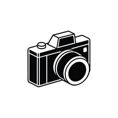 vintage photo camera silhouette on white background