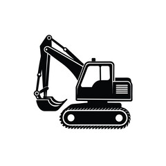 Naklejka premium excavator silhouette on white background