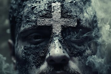 Each worshipper has ash put to their forehead in the shape of a cross. Ash Wednesday is the first day of Lent in Western Christianity. Generative Ai