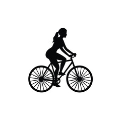 Obraz premium silhouette of a girl riding a bicycle on white background