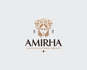 Luxury elegant queen crown logo brand for cosmetics, hotel, jewelry business company