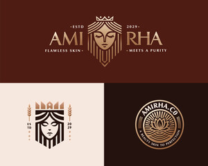 Luxury elegant queen crown logo brand for cosmetics, hotel, jewelry business company