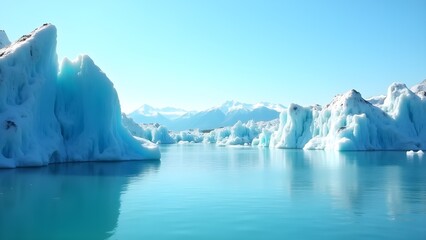 Scenic Glacier Lagoon Landscape with Icebergs and Mountain Views