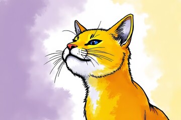 Obraz premium Cute Cartoon Cat with Vivid Colors and Detailed Features