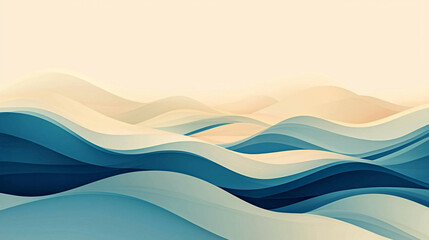 Fototapeta premium Abstract blue and beige wave pattern background design illustration sea art waves curve water ocean