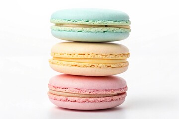 colorful macaroons on white background