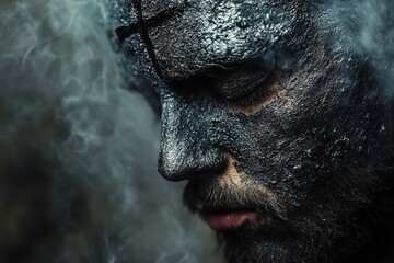 Each worshipper has ash put to their forehead in the shape of a cross. Ash Wednesday is the first day of Lent in Western Christianity. Generative Ai