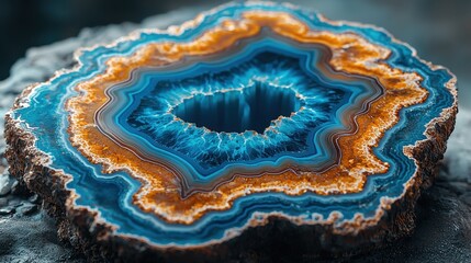 Fototapeta premium Close-up Agate Slice, Dark Background