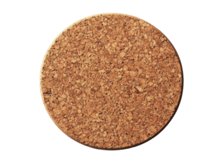 Cork round coaster on a white isolated background