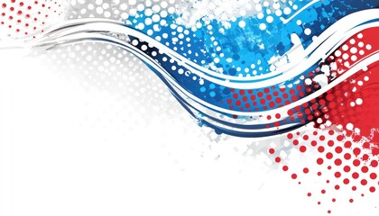 Fototapeta premium Abstract background features red white and blue color wave with dots, suitable for modern design concepts