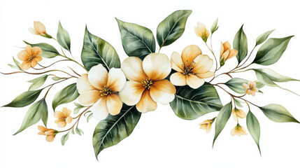 Flowers and green leaves