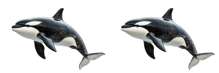 Obraz premium Set of a orca jumping, isolated on transparent background.