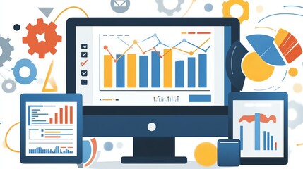 Fototapeta premium Modern data analysis with graphs and charts.
