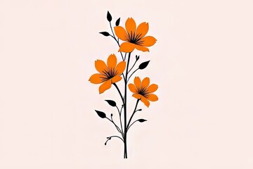 Elegant Orange Flowers Design with Black Details