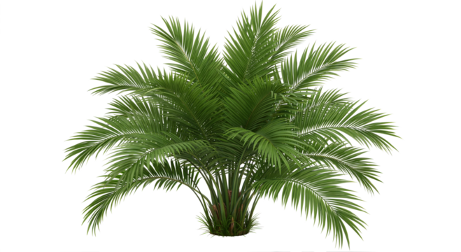 Tropical Green Palm Lush Leaves cutout with clipping path isolated on white.