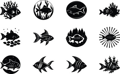 Wolf Pack Silhouette Designs Night, Forest, Moon, Icons, Pack