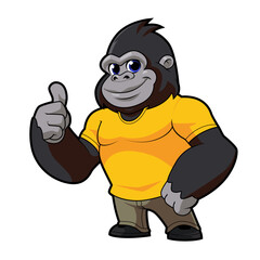 gorilla mascot cartoon character thumb up