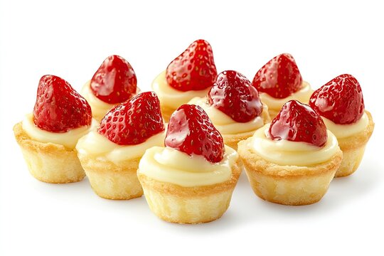 Mini fruit tartlets with custard filling isolated on white background  - Powered by Adobe