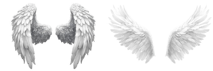 Obraz premium Set of a White angel wings, isolated on transparent background.