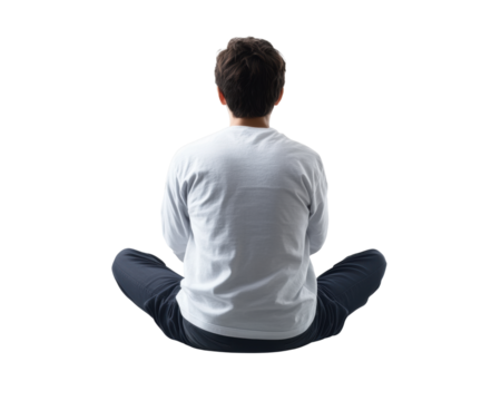 Person meditating, white isolate background