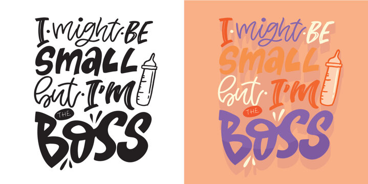 Little baby - baby shower - hand drawn doole lettering print. T-shirt design, art print, sticker.