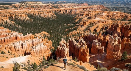 Hiker Exploring the Stunning Hoodoo Formations in Bryce Canyon National Park