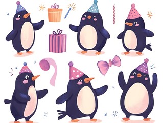 Obraz premium Festive Penguins Partying