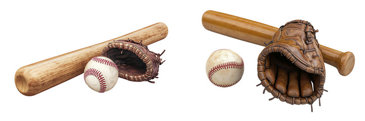 Set of a baseball bat, isolated on transparent background.