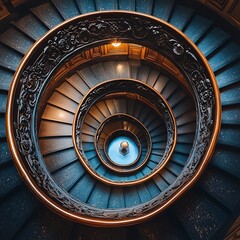 Fototapeta premium Intricate Spiral Staircase Design in Grand Building