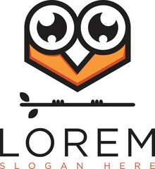 Orange owl logo with modern and minimalist design represents creativity, energy and warmth. Suitable for branding, business education, technology or security