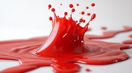 Red Paint Splashing Creating Crown Shape on White Background Still Life