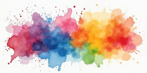 Obraz premium Vibrant rainbow watercolor splash, bold and expressive brush strokes, artistic abstract background.