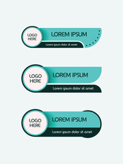 Modern lower third banner design with a turquoise gradient, circular logo placeholder, and text area. Ideal for video overlays, news graphics, or corporate presentations.