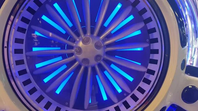 Close up of a Blue jet engine