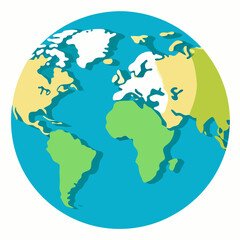 Fototapeta premium World map illustration in flat design with vibrant colors
