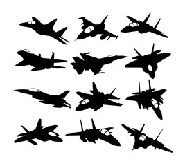 fighter jet military plane vector silhouette