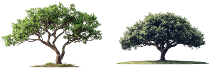  Set of a entire tree with branches and leaves, isolated on transparent background.