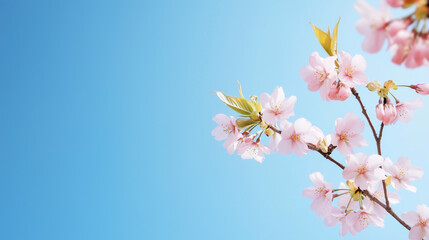 Blooming Sakura with Majestic Mount Fuji and Azure Sky