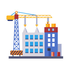 Naklejka premium Construction site with cranes and buildings