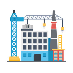 Industrial building with cranes