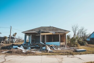 Fototapeta premium Family recovery after hurricane damage
